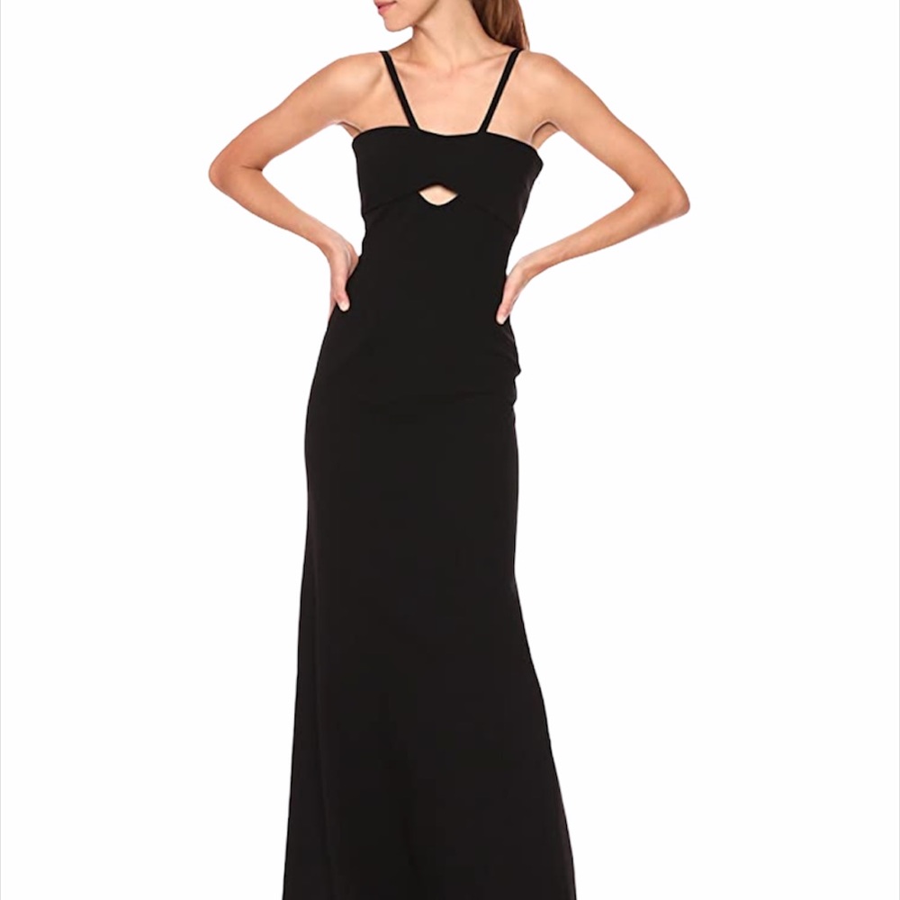 Jill Stuart Black Spaghetti-Strap Prom Gown